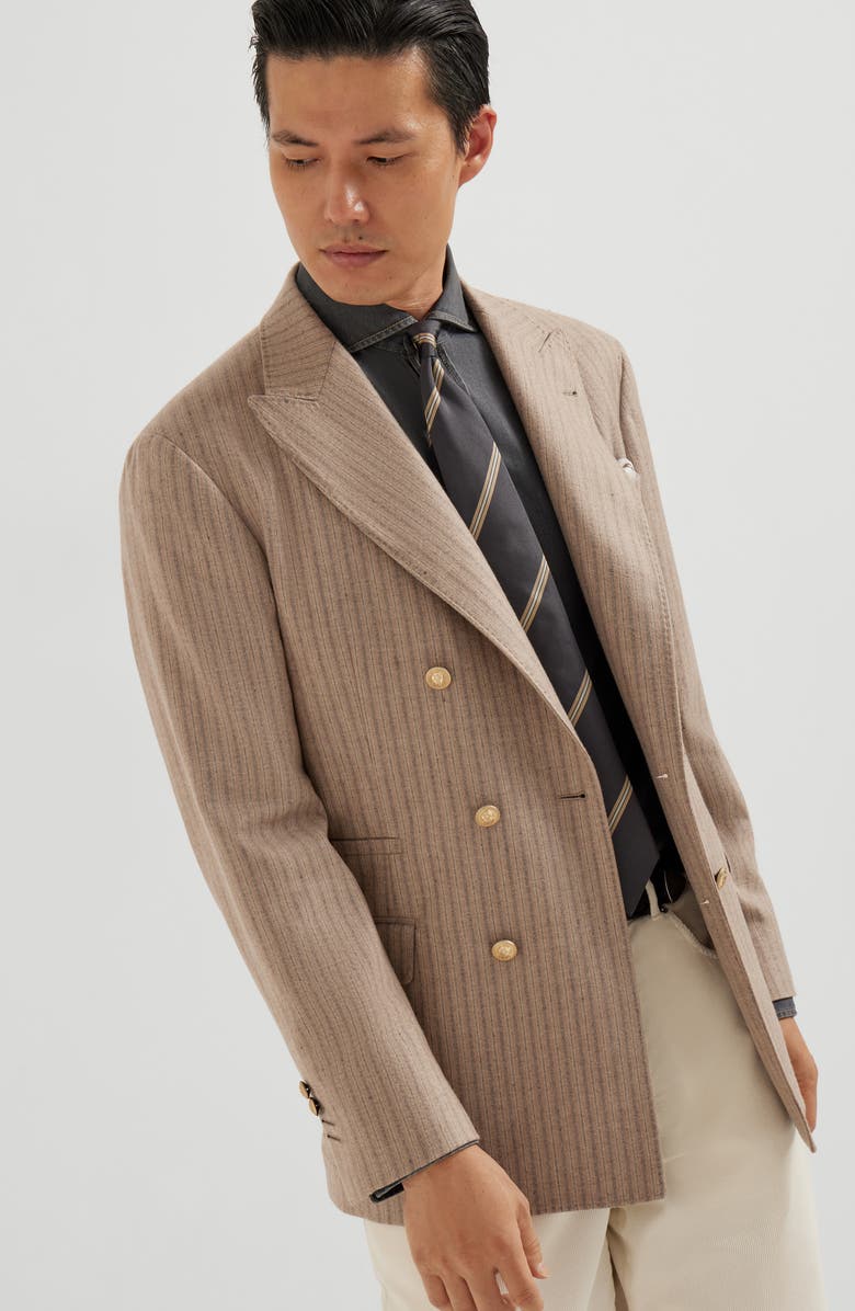 Brunello Cucinelli Flannel blazer, Alternate, color, Light Brown