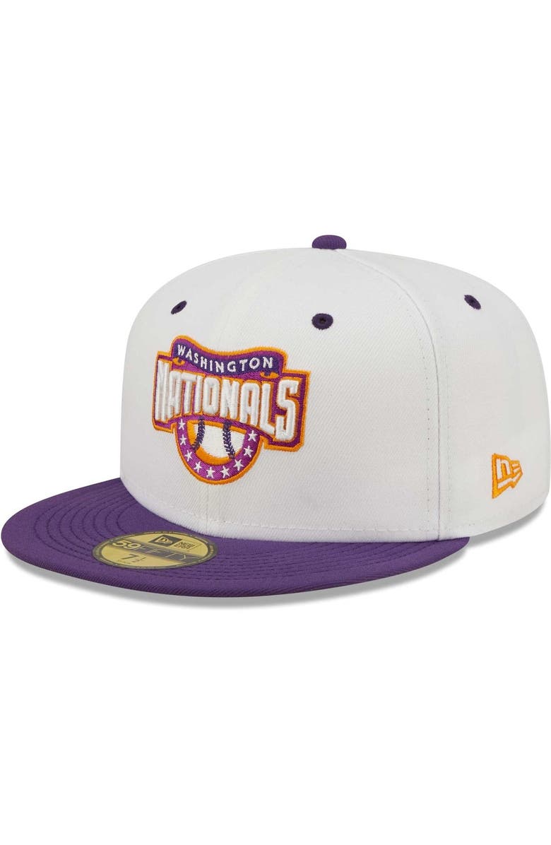 New Era Men's New Era White/Purple Washington Nationals 2008 Nationals Park Inaugural Season Grape Lolli 59FIFTY Fitted Hat, Alternate, color,