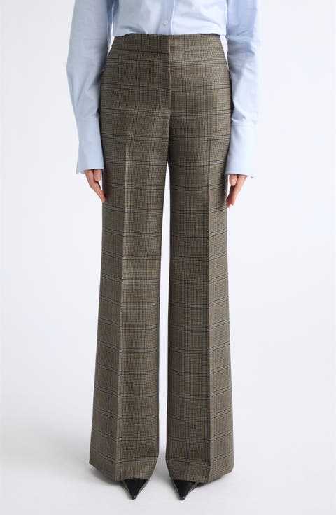 Lafayette Plaid Flare Leg Wool Pants
