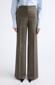 Lafayette 148 New York Lafayette Plaid Flare Leg Wool Pants