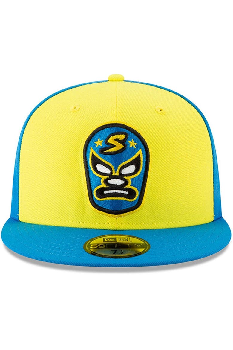 Men's New Era Yellow/Blue Sacramento Dorados Copa de la Diversion 59FIFTY Fitted Hat, Alternate, color, Yellow