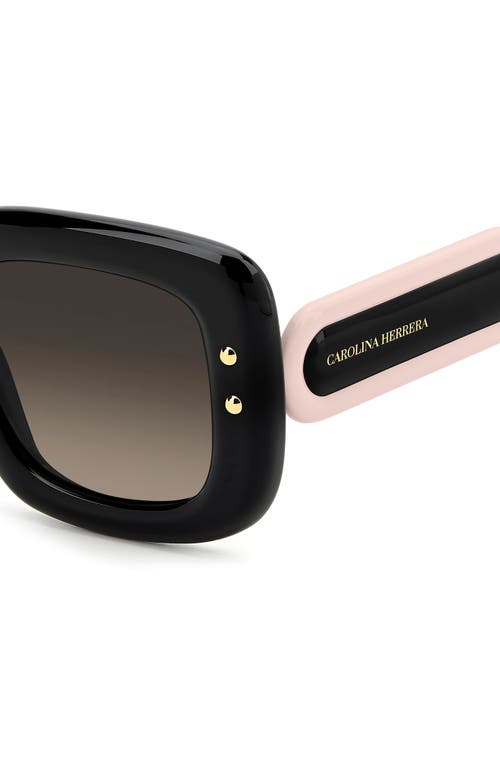 Carolina Herrera 49mm Small Gradient Rectangular Sunglasses In Black Pink/brown Sf