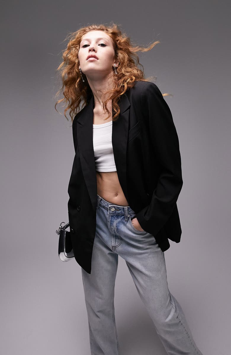 Topshop Oversize Double Breasted Blazer, Main, color, 