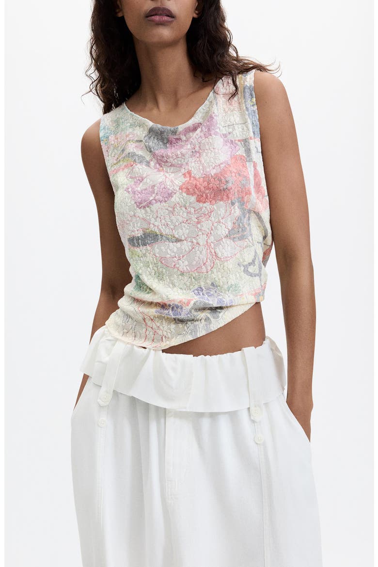 Floral Texture Sleeveless T-Shirt, Main, color, IVORY MULTI