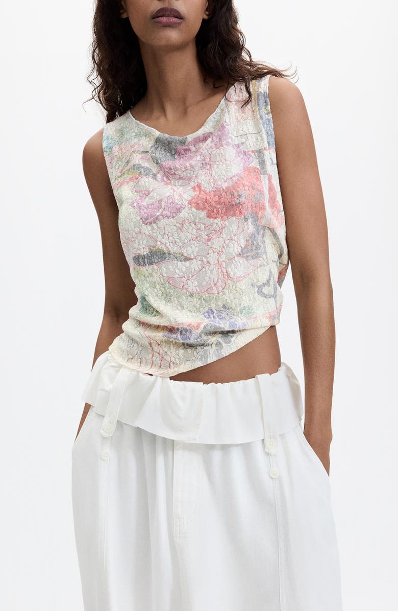 Desigual Floral Texture Sleeveless T-Shirt, Main, color,