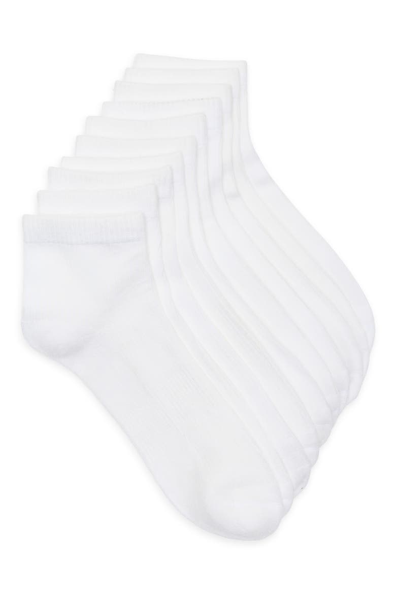 5-Pack Pillow Sole Ribbed Quarter Socks, Main, color, WHITE