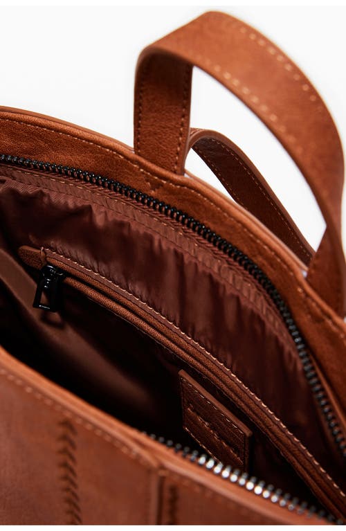 Desigual Mini Embroidered Faux Leather Backpack In Camel