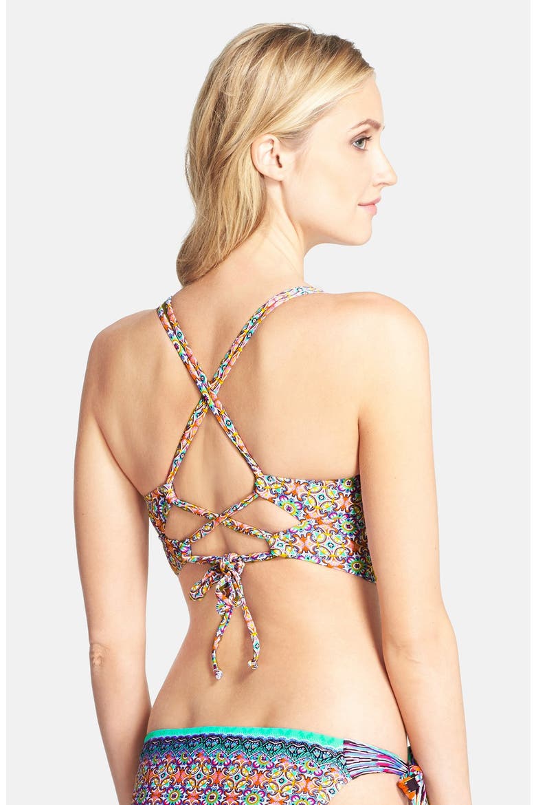 Underwire Bustier Bikini Top, Alternate, color, BLUE MULTI PRINT