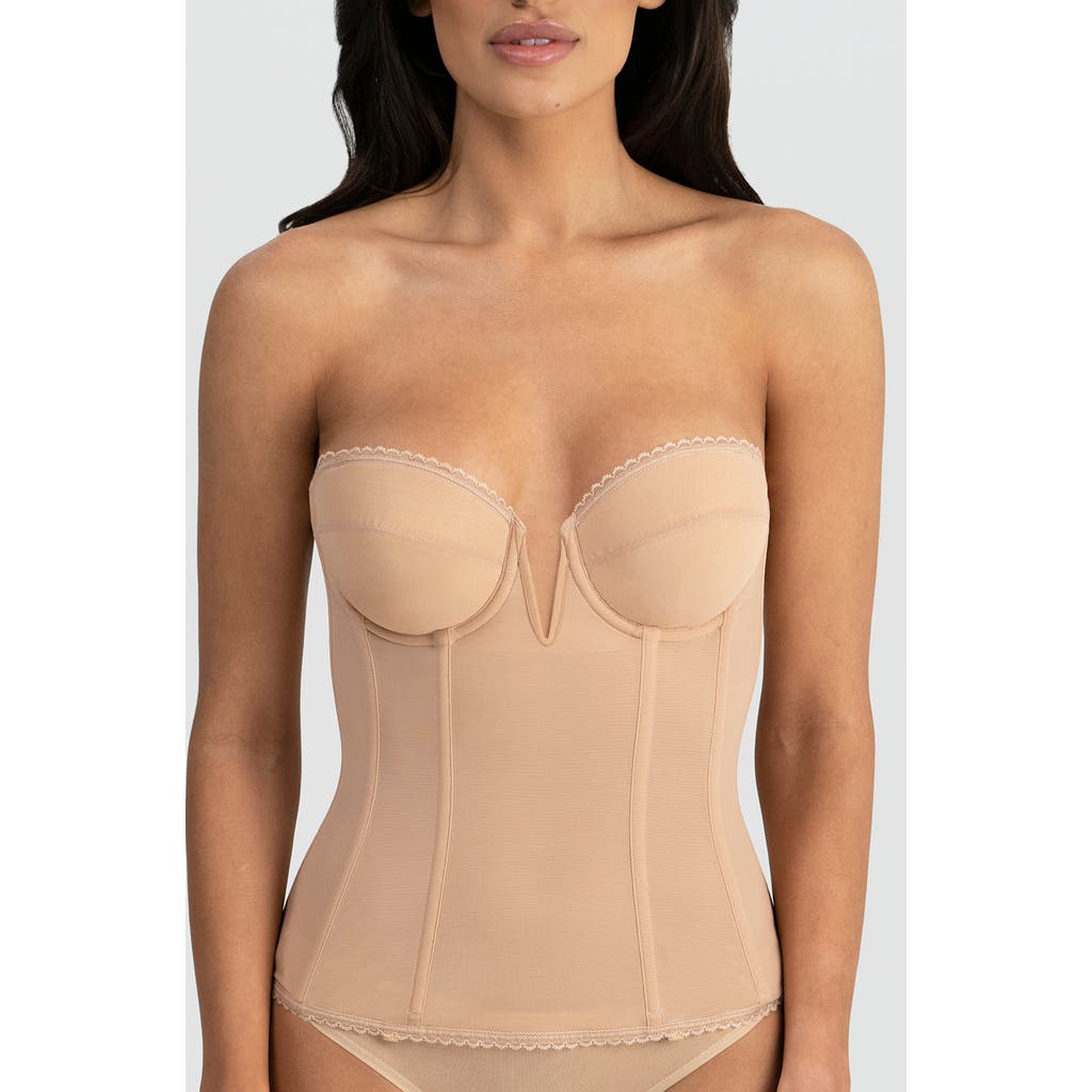 Dominique Intimates Vivienne Convertible Strapless V Wire Longline Corset Bra In Neutral
