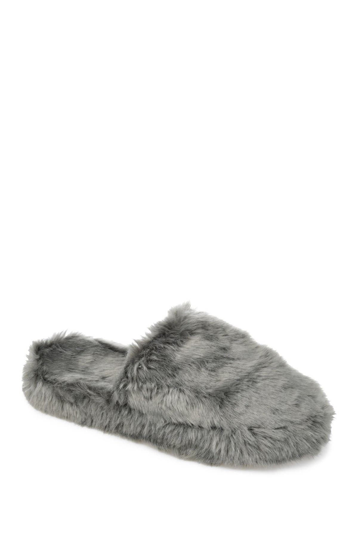Journee Collection Cozy Faux Fur Slipper, Main, color, Grey