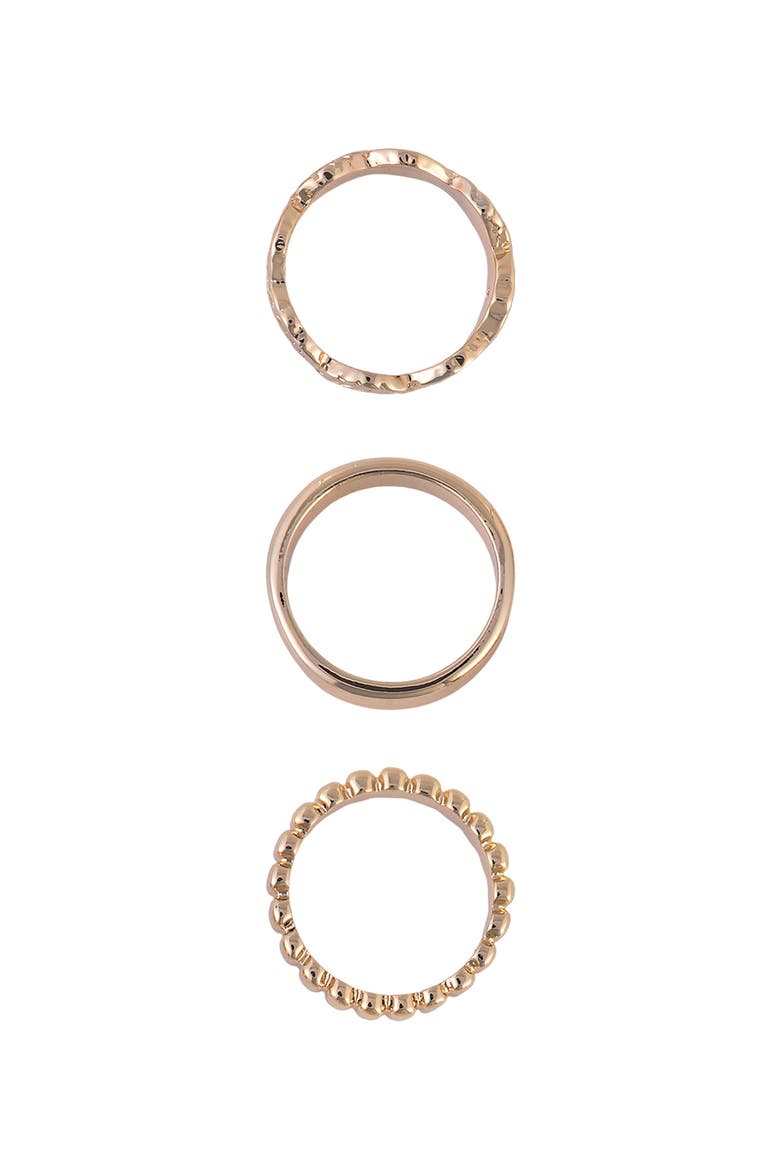 Set of 3 Assorted Band Rings, Alternate, color, GOLD