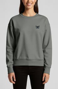 Dalix Butterfly Relaxed Fleece Crewneck Sweatshirt