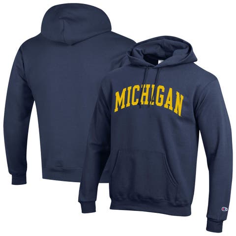 Men's Champion  Navy Michigan Wolverines Basic Arch Fleece Pullover Hoodie