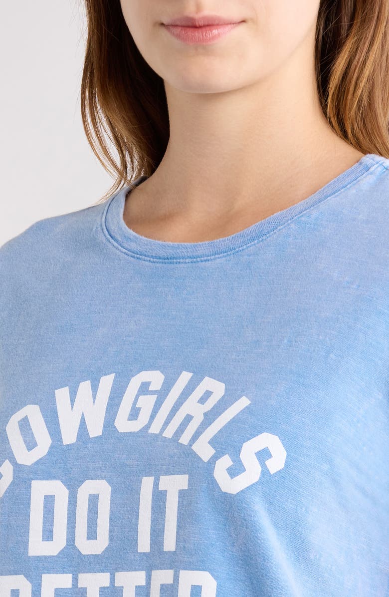 Cinq à Sept Garment Dyed Cotton Graphic Shrunken T-Shirt, Alternate, color, Blue Slate/ White