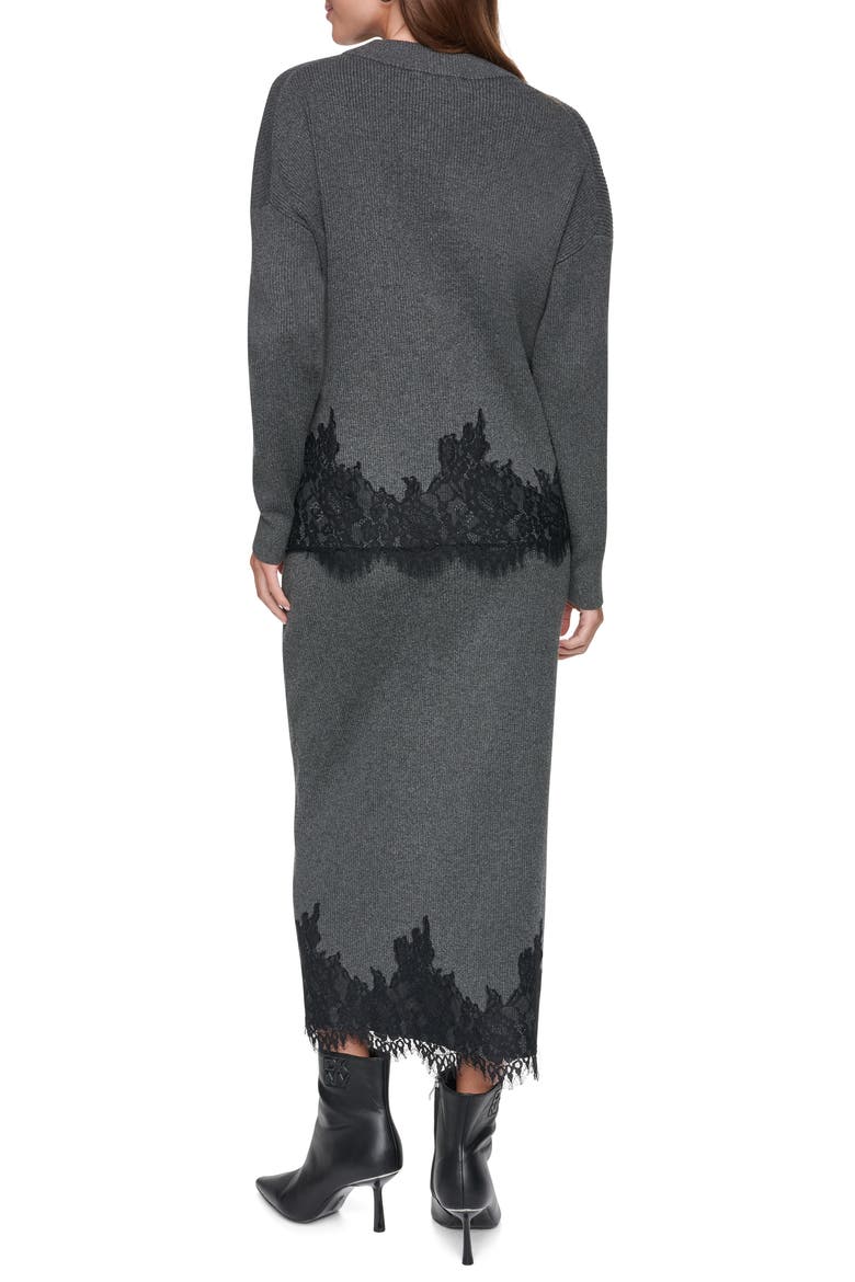 Lace Trim Sweater, Alternate, color, ASPHALT