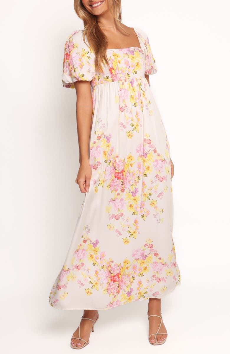 Petal & Pup Delaney Floral Puff Sleeve Maxi Dress, Main, color, Pink Floral