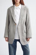 R13 Oversize Ragged Stripe Virgin Wool & Linen Blazer