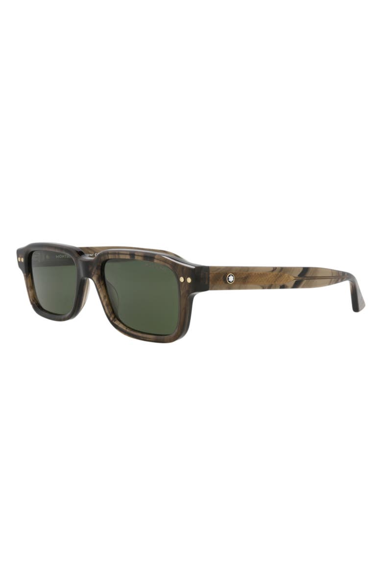 Montblanc 53mm Rectangular Sunglasses, Alternate, color, Brown Brown Green