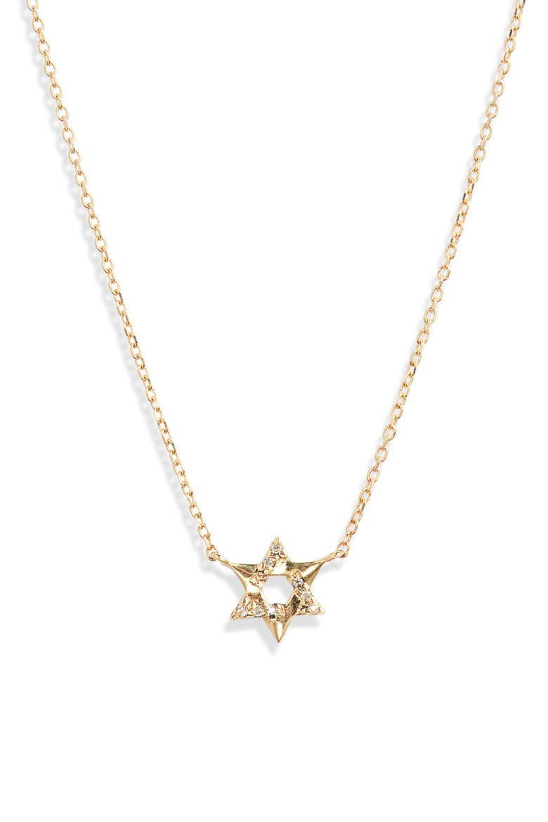 Love Letter Pavé Diamond Star of David Necklace, Main, color, YELLOW GOLD/ DIAMOND