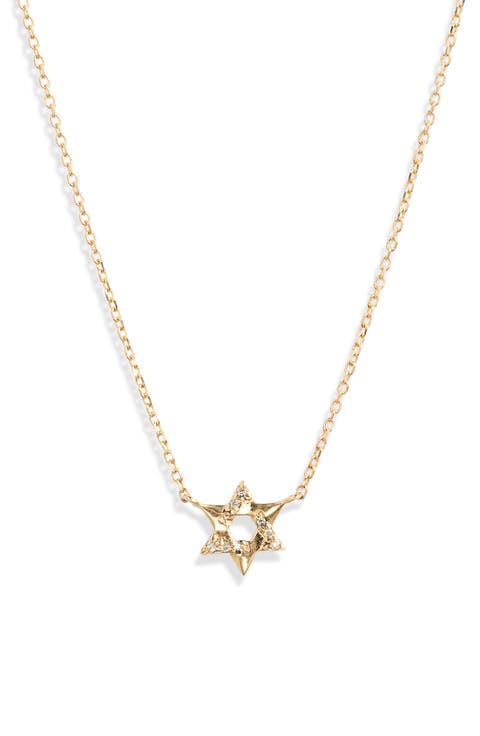 Love Letter Pavé Diamond Star of David Necklace