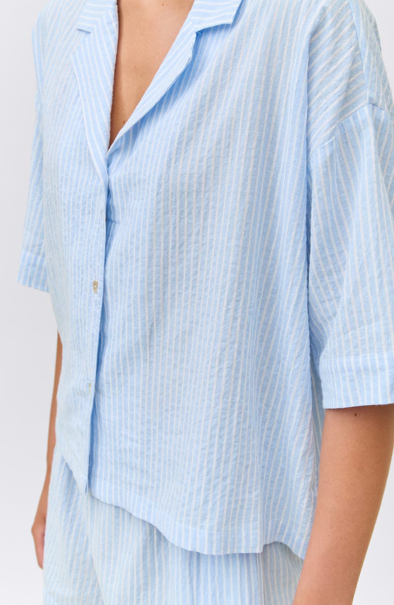 Papinelle Sabring Stripe Boxer Pajamas, Alternate, color, Blue Bell White Stripe