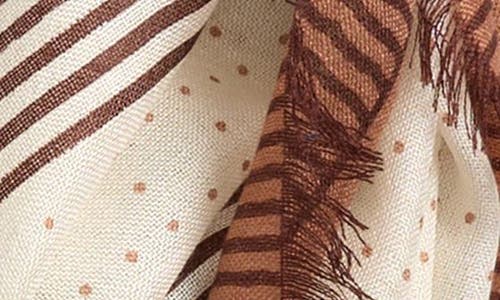 Nordstrom Cashmere & Silk Eyelash Fringe Scarf In Ivory Curvilinear Collage