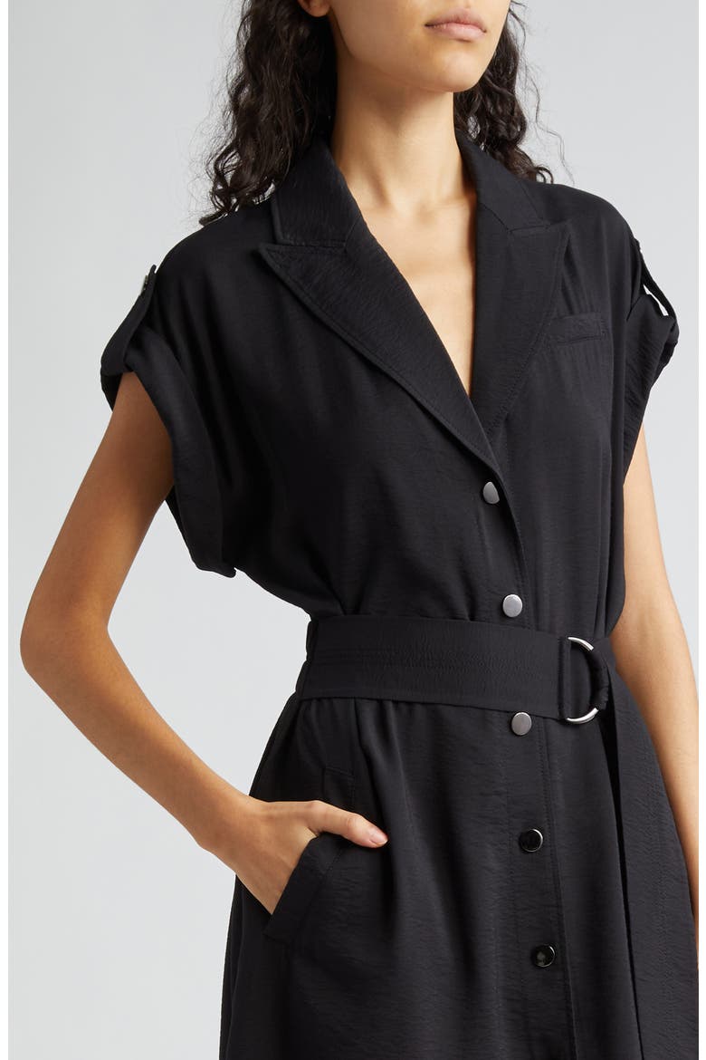Celia Belted Midi Dress, Alternate, color, BLACK