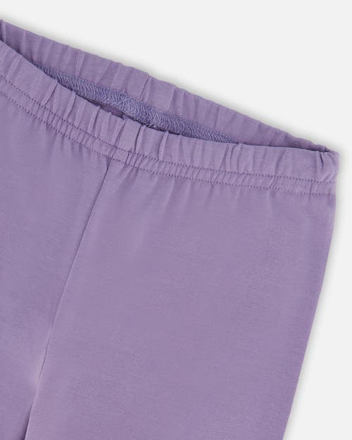 Deux Par Deux Organic Cotton Jersey Leggings With Floral Detail In Purple