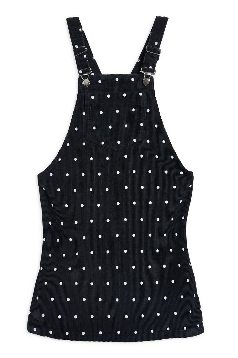 Polka Dot Corduroy Pinafore Dress, Alternate, color, NAVY BLUE