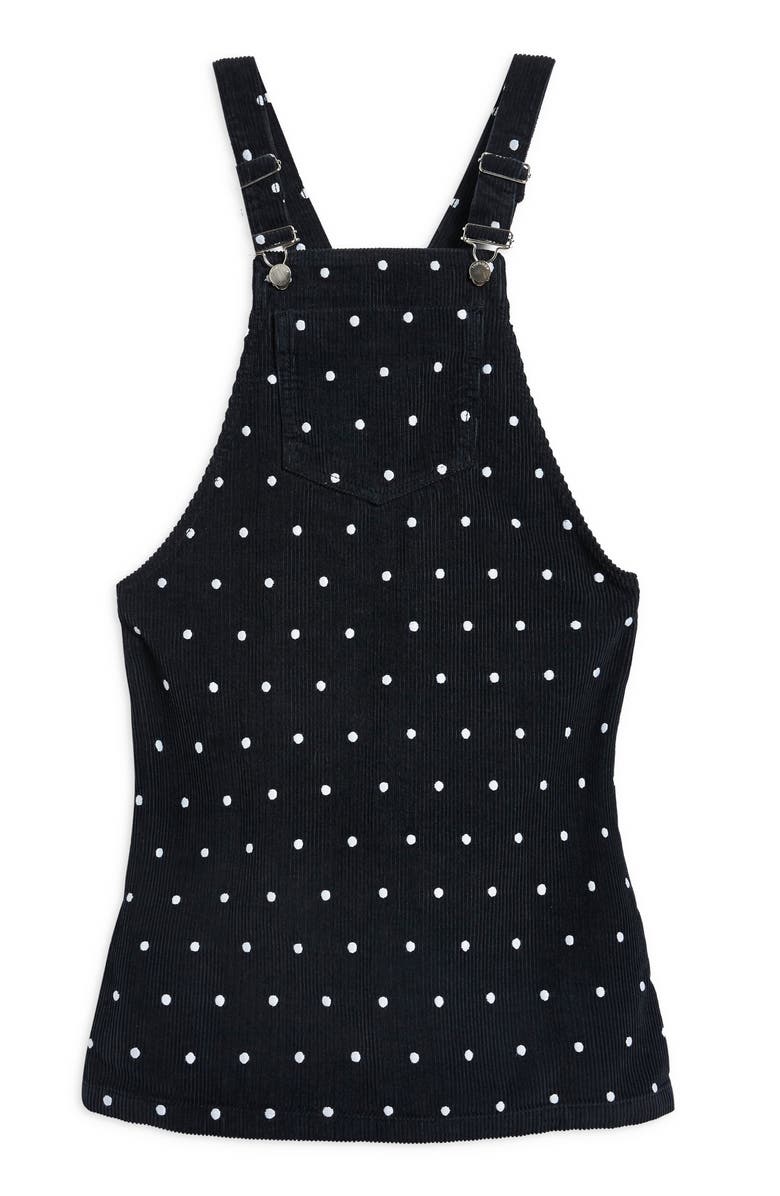 Topshop Polka Dot Corduroy Pinafore Dress, Alternate, color, 