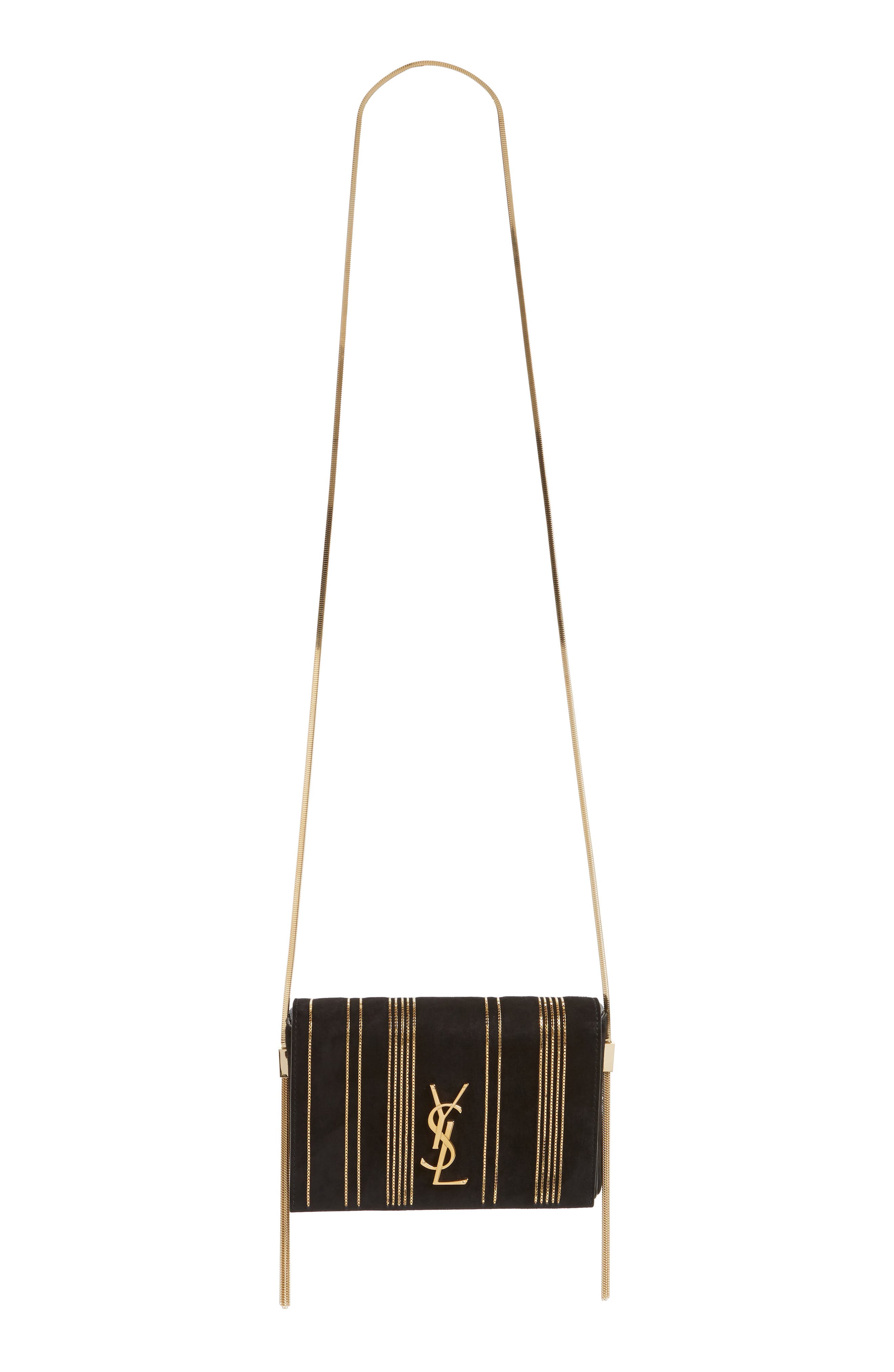 Small Kate Chain Leather Shoulder Bag, Alternate, color, NOIR/ NOIR