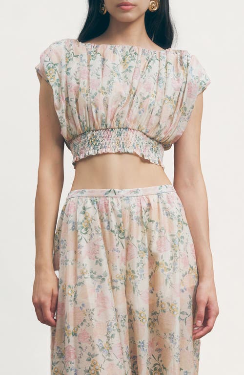 MAUDE CLUB Ara Floral Print Crop Top in Vintage Floral Print at Nordstrom, Size Large