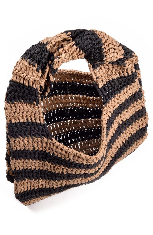 Adornia Striped Raffia Hobo Bag