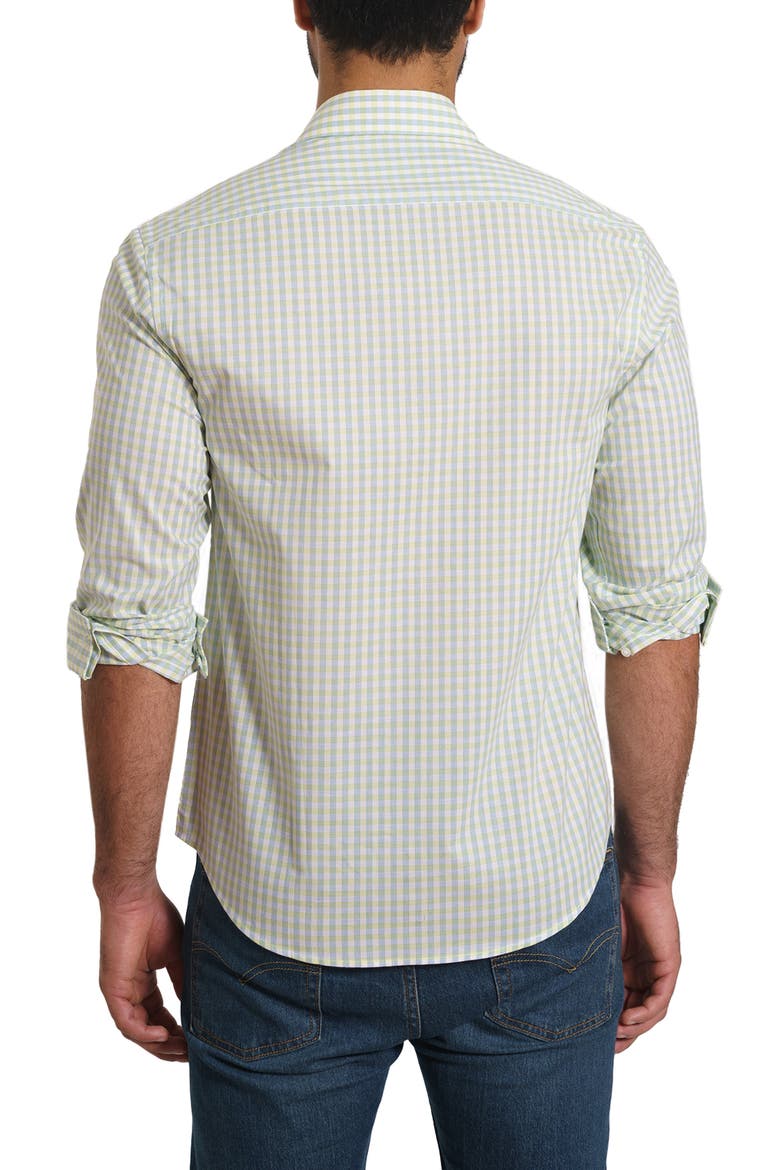 Trim Fit Gingham Pima Cotton Button-Up Shirt, Alternate, color, WHITE GREEN CHECK