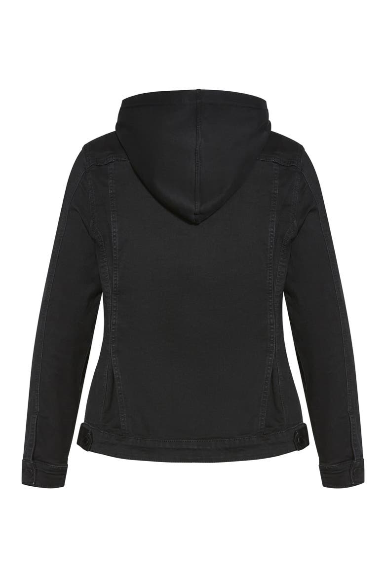 Hooded Denim Jacket, Alternate, color, WASHED BLACK