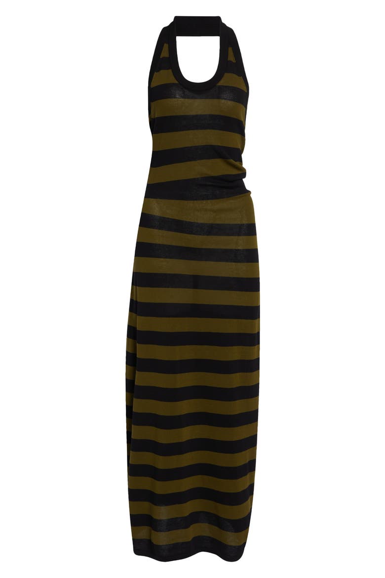 Frann Stripe Cotton Knit Halter Maxi Dress, Alternate, color, BLACK MULTI