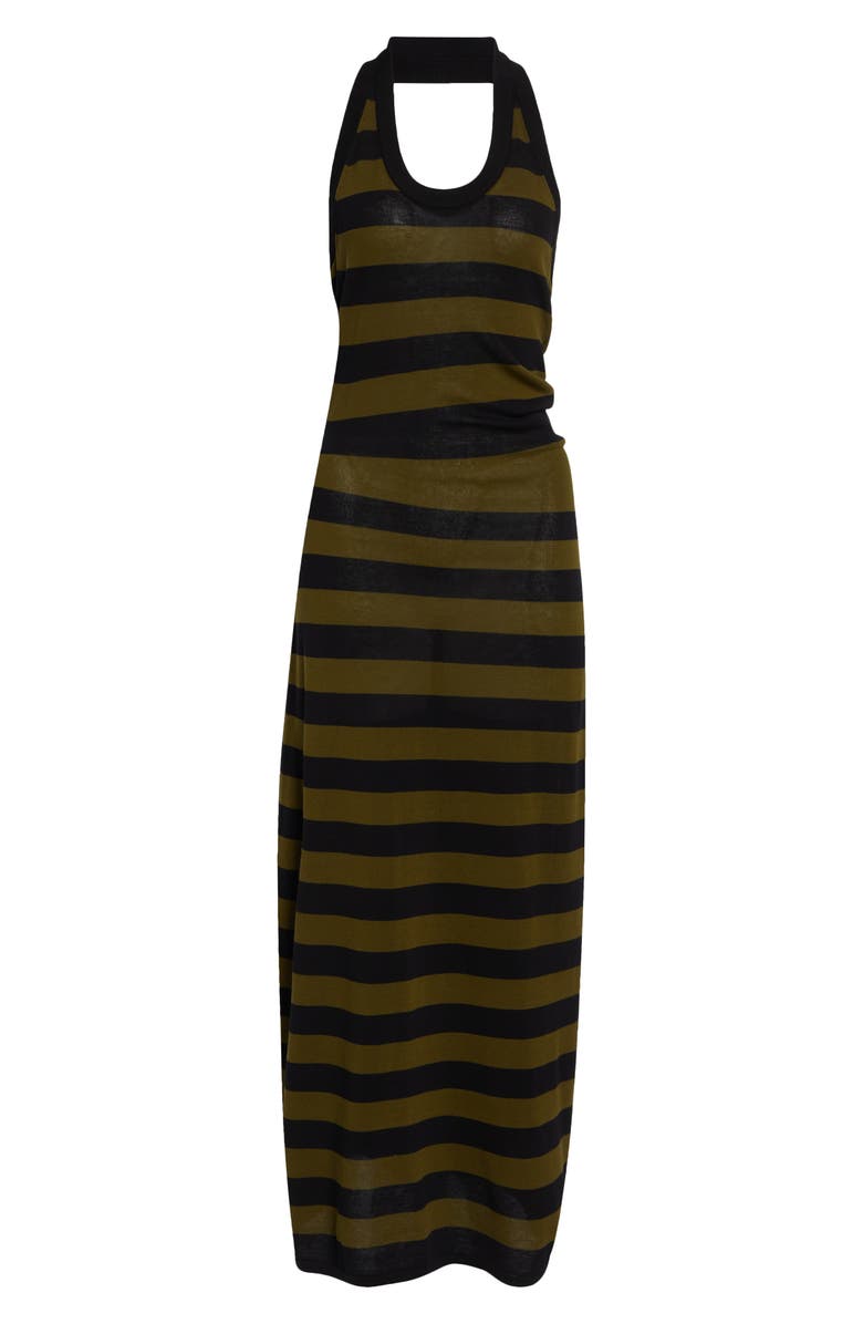 Proenza Schouler Frann Stripe Cotton Knit Halter Maxi Dress, Main, color, Black Multi