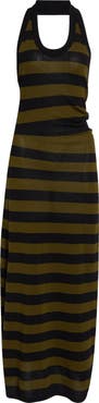 Proenza Schouler Frann Stripe Cotton Knit Halter Maxi Dress