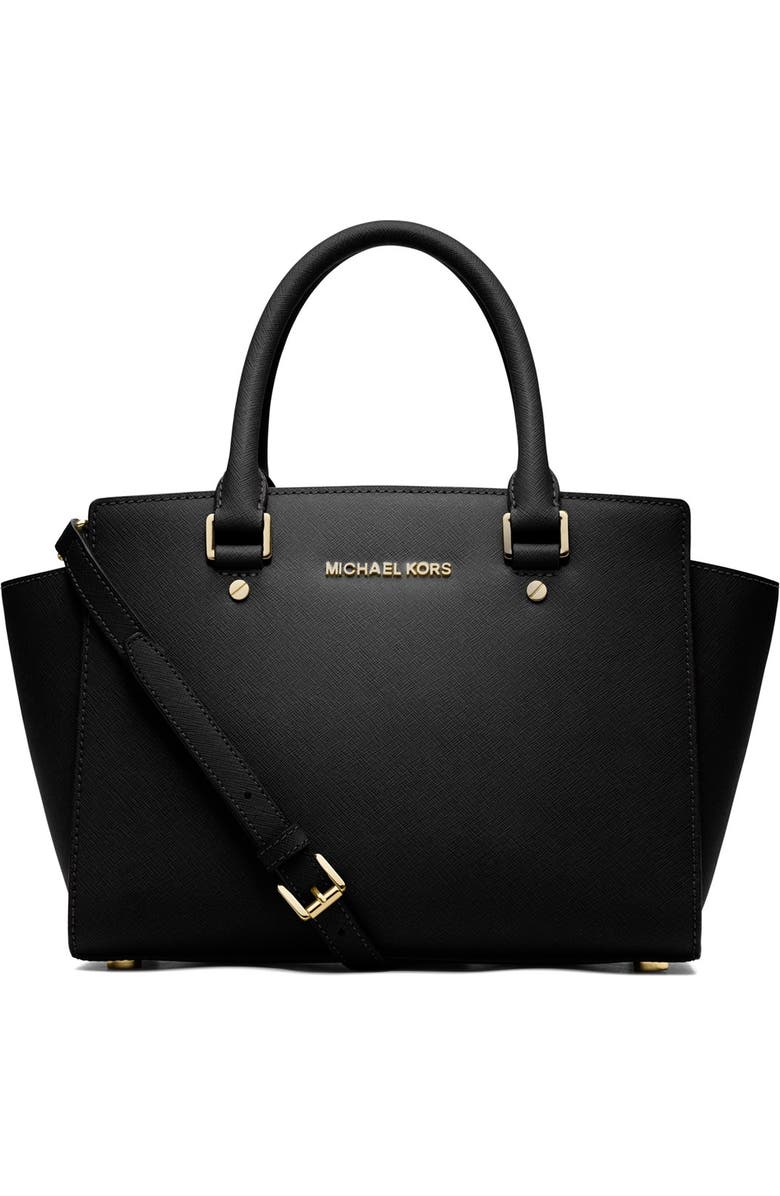 MICHAEL Michael Kors 'Medium Selma' Leather Zip Top Satchel, Main, color,