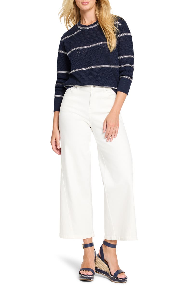 NIC+ZOE Stripe Pointelle Stitch Sweater, Alternate, color, Indigo Multi