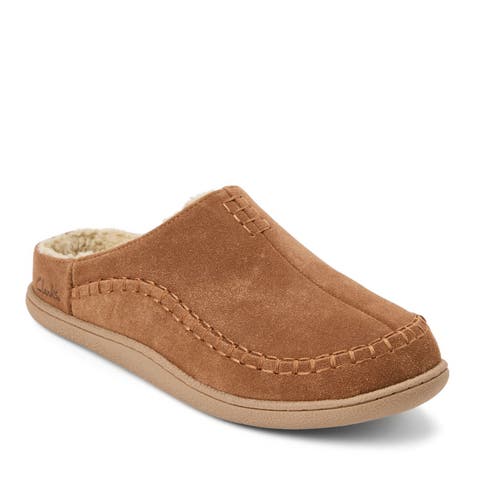 Genuine Cow Suede Clog With Accent Stitch Detail Slippers