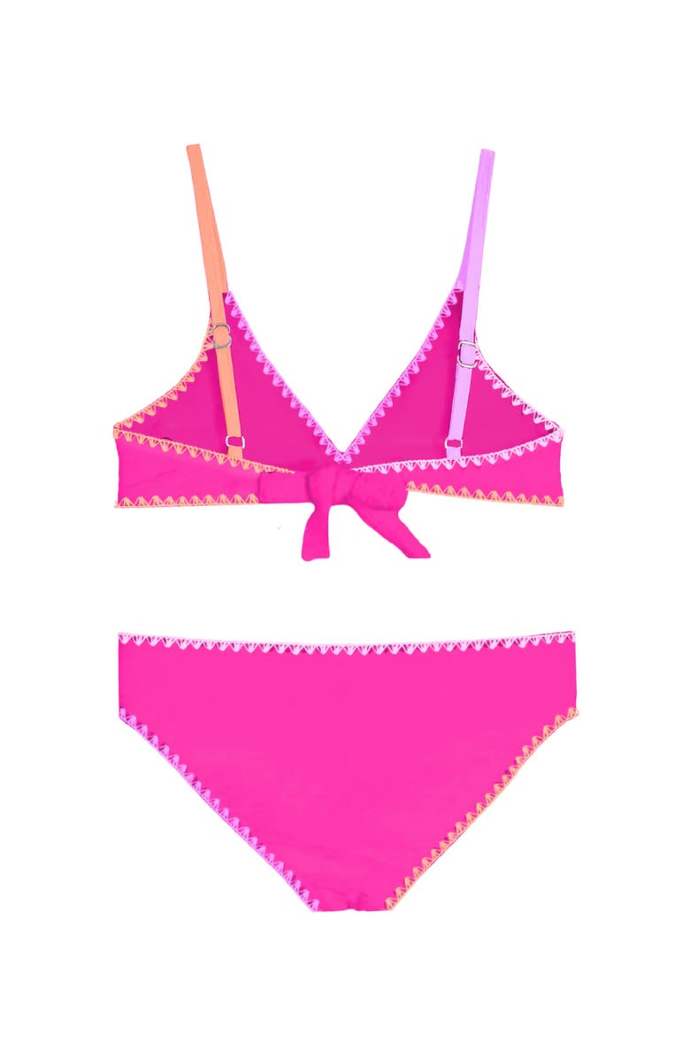 Limeapple Textured Bikini with Embroidered Trim Swimsuit, Alternate, color, Pink