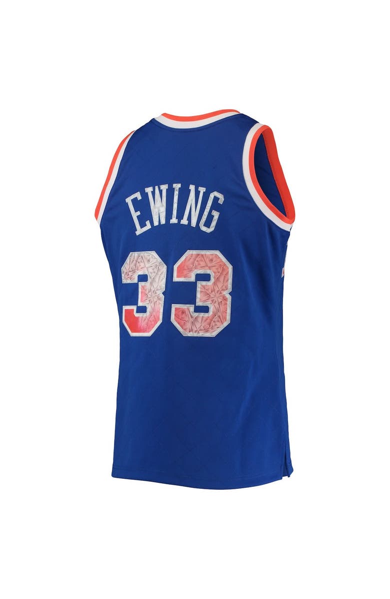 Mitchell & Ness Men's Mitchell & Ness Patrick Ewing Blue New York Knicks 1991/92 Hardwood Classics NBA 75th Anniversary Diamond Swingman Jersey, Alternate, color,