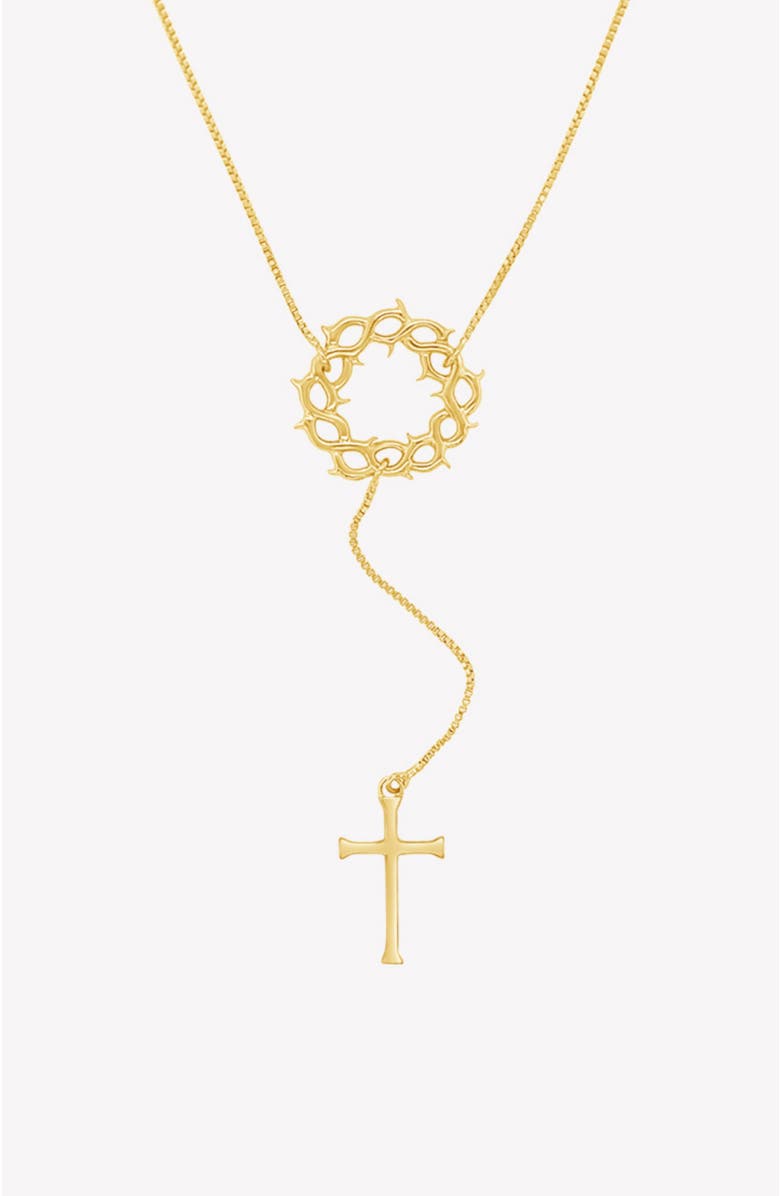 Rizen Jewelry Crown Of Thorns Y Necklace, Main, color, Sterling Silver