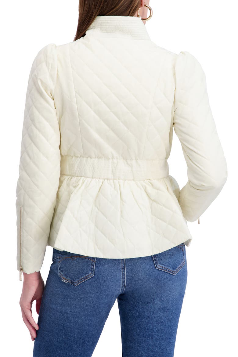 Quilted Peplum Jacket, Alternate, color, IVORY