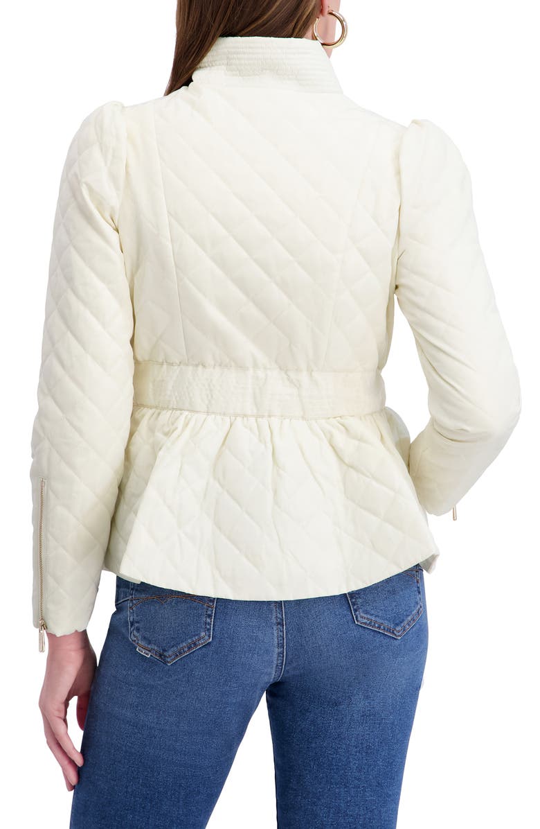 Kensie Quilted Peplum Jacket, Alternate, color, Ivory