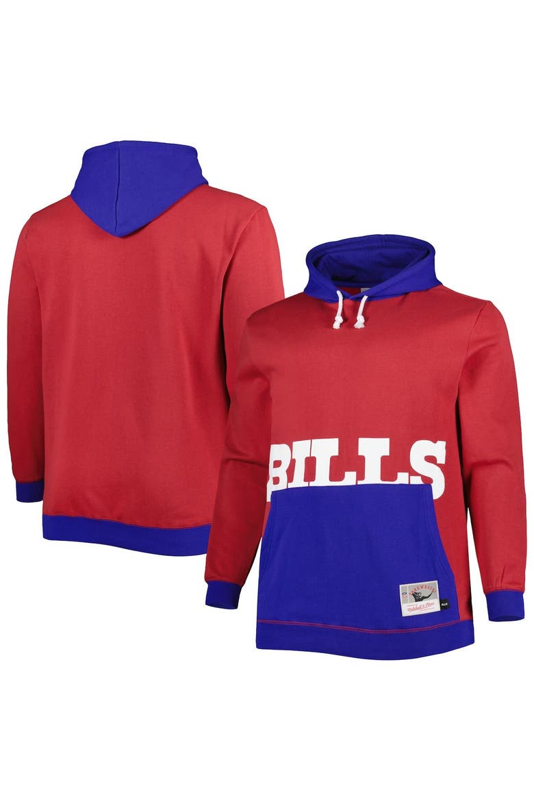 Men's Mitchell & Ness Red/Royal Buffalo Bills Big & Tall Big Face Pullover Hoodie, Main, color, Red