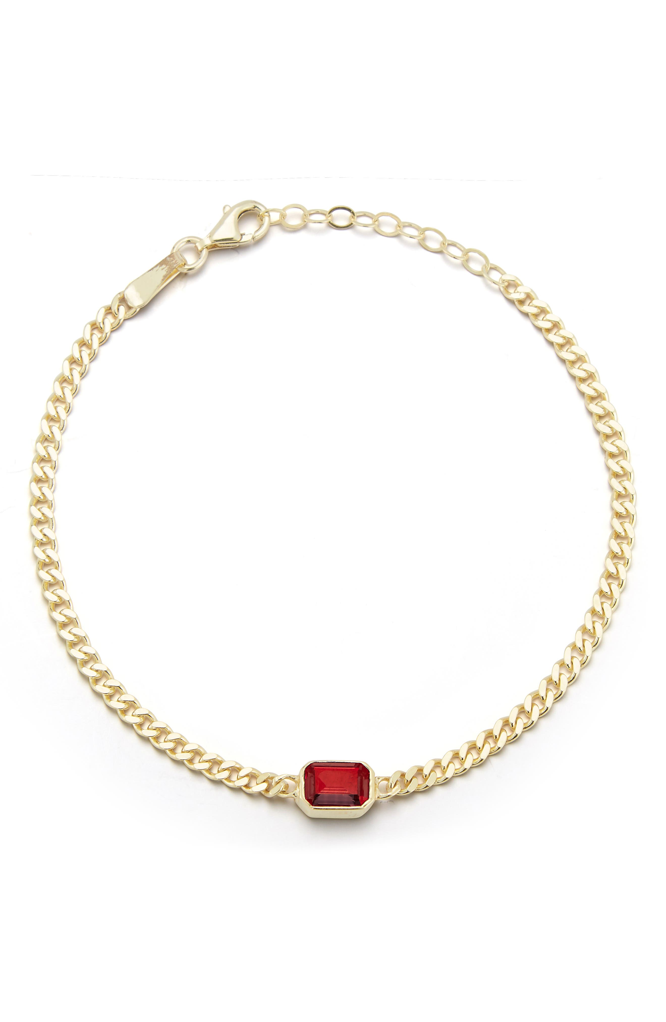 SPHERA MILANO 14K Gold Vermeil Curb Link CZ Solitaire Bracelet