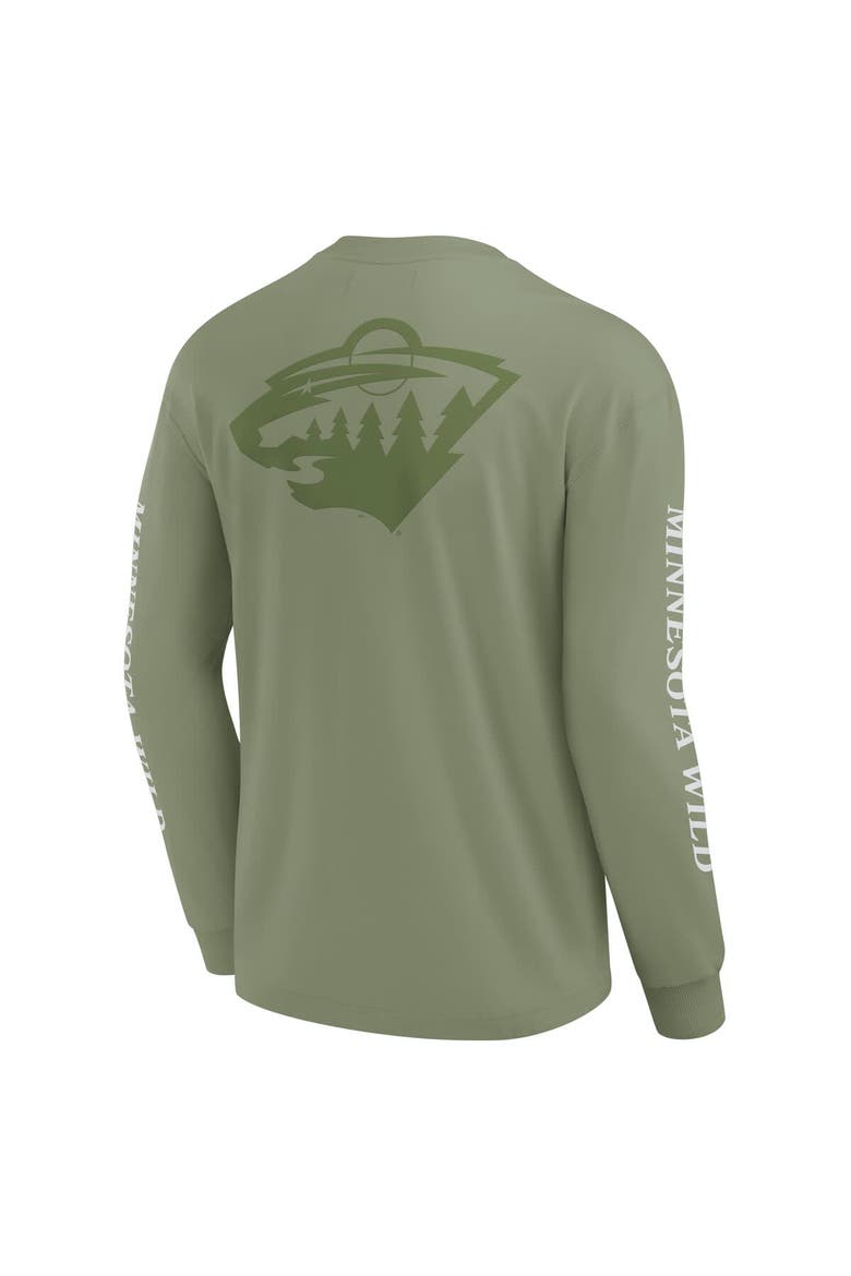 Men's Fanatics Olive Minnesota Wild Elements Strive Long Sleeve T-Shirt, Alternate, color, Olive