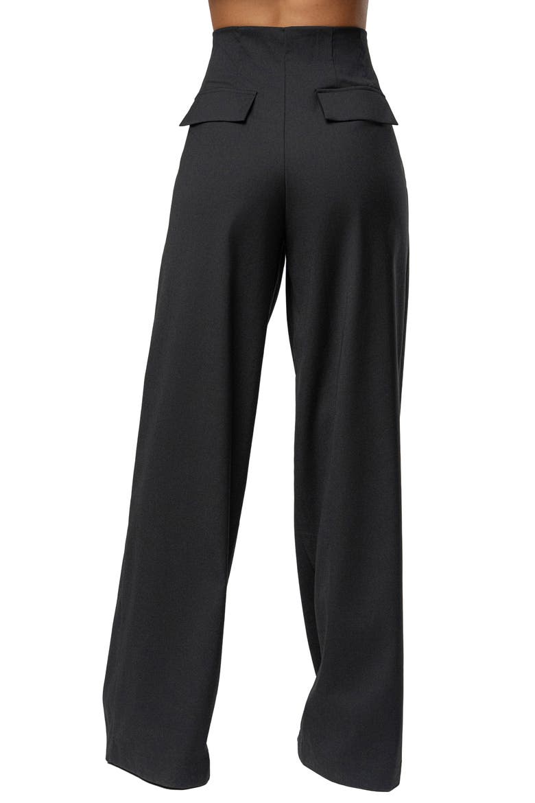 Pleated Wide Leg Pants, Alternate, color, BLACK